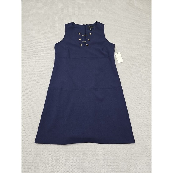 Jessica Simpson Dress Womens 10 Blue Sleeveless Gold Accents New With Tags - Picture 1 of 9